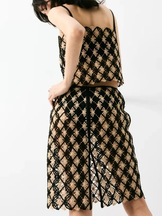 H&M Edition Crochet Look Skirt in Black Light Beige. NWT. S&M Available - Picture 3 of 10